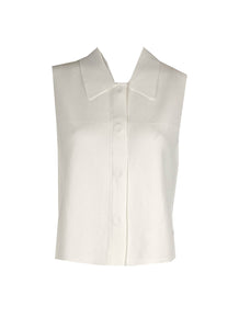 3240059 Shirt Collar Sleeveless Top *White