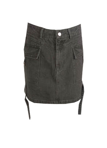 3240065 Denim Pocket Mini Skirt *Black