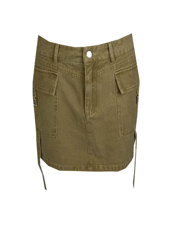 3240065 Denim Pocket Mini Skirt *Brown