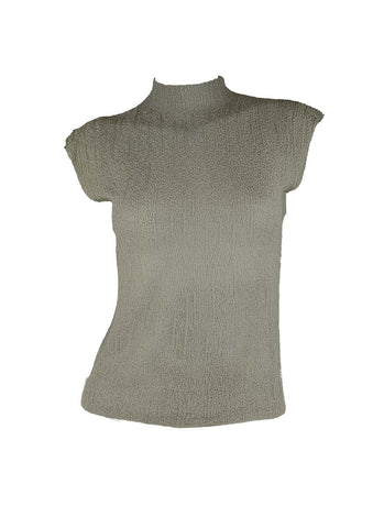 3250003 High Collar Knitted Sleeveless Top *Grey