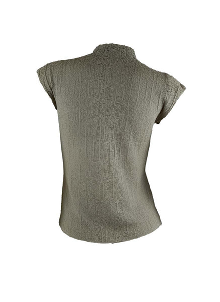 3250003 High Collar Knitted Sleeveless Top *Grey