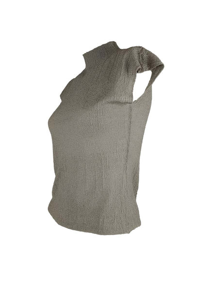 3250003 High Collar Knitted Sleeveless Top *Grey