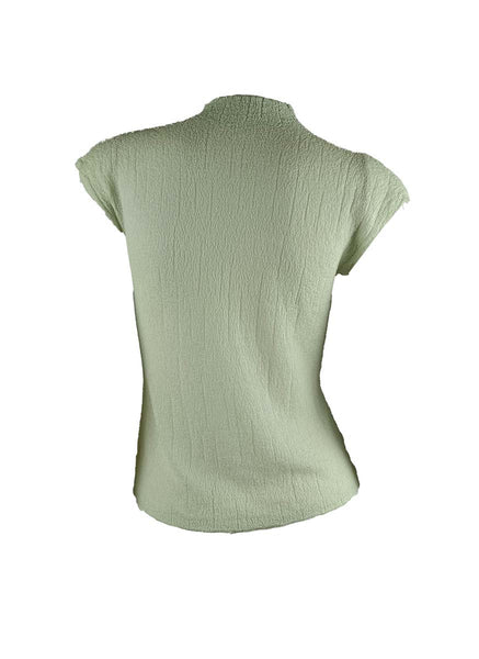 3250003 High Collar Knitted Sleeveless Top *Light Green