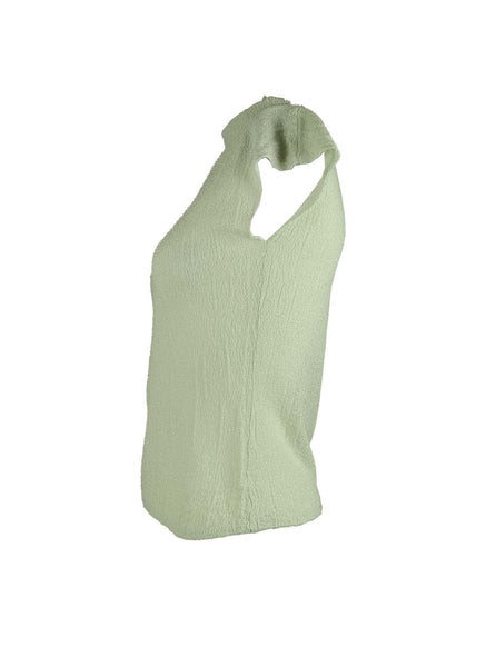 3250003 High Collar Knitted Sleeveless Top *Light Green