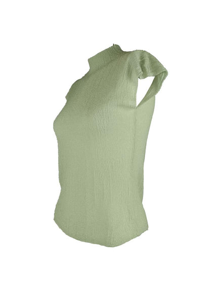 3250003 High Collar Knitted Sleeveless Top *Light Green