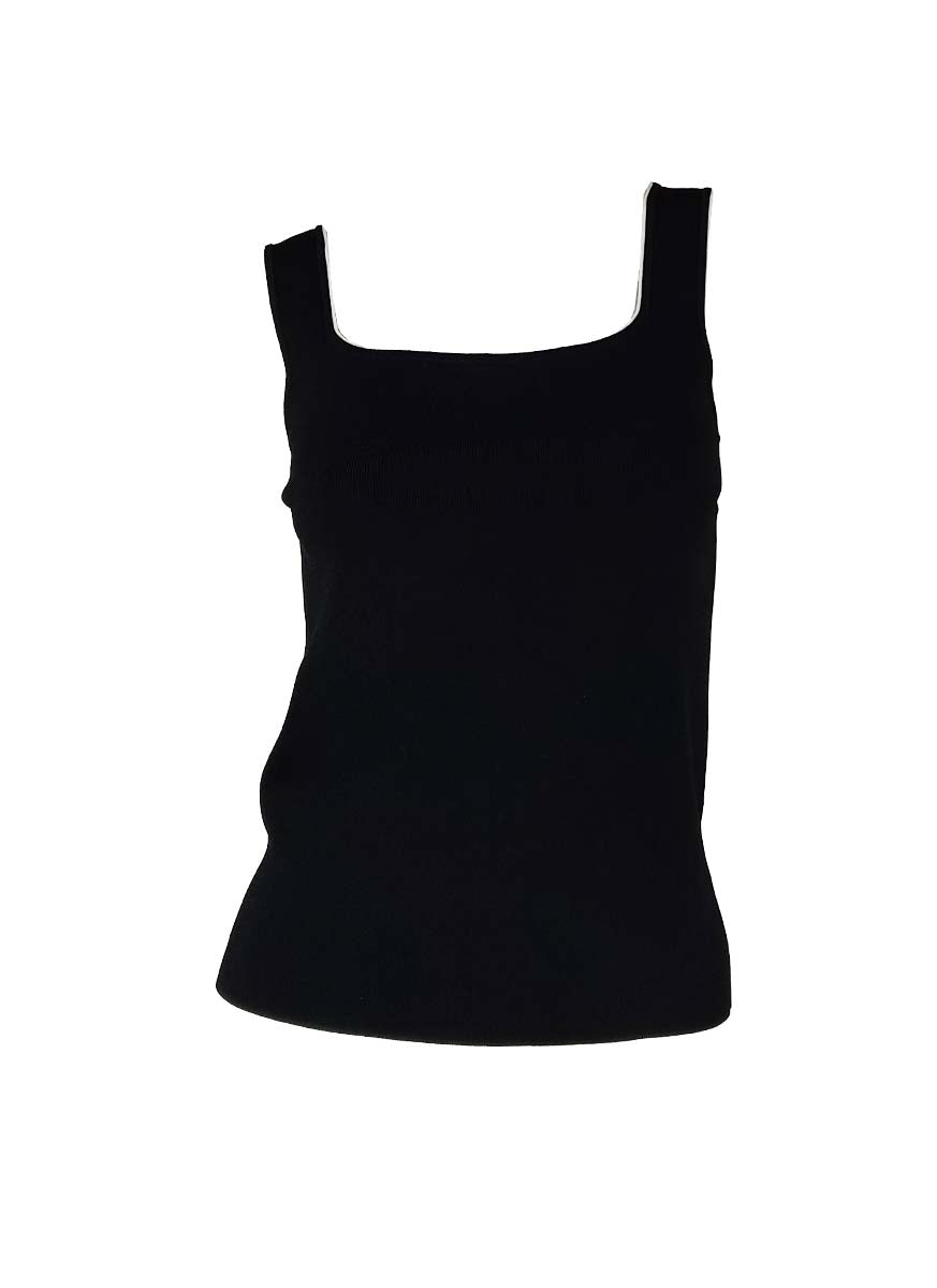 3250005 Square Neck Sleeveless Knitted Top *Black