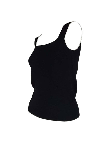 3250005 Square Neck Sleeveless Knitted Top *Black