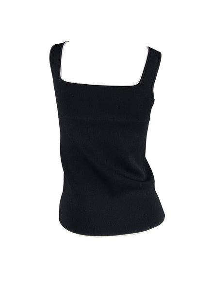 3250005 Square Neck Sleeveless Knitted Top *Black