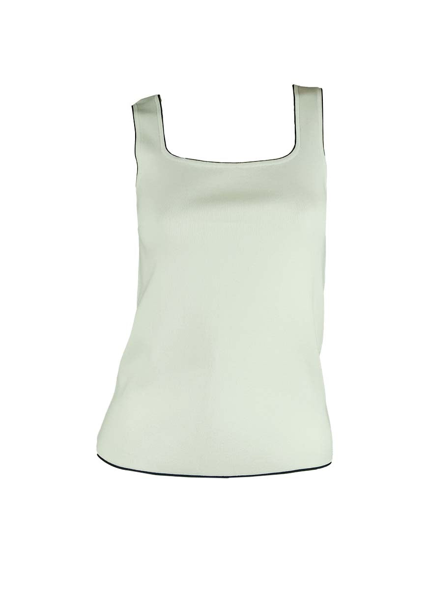 3250005 Square Neck Sleeveless Knitted Top *White