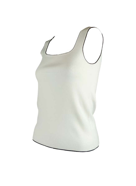 3250005 Square Neck Sleeveless Knitted Top *White