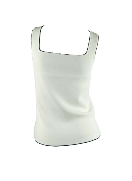 3250005 Square Neck Sleeveless Knitted Top *White