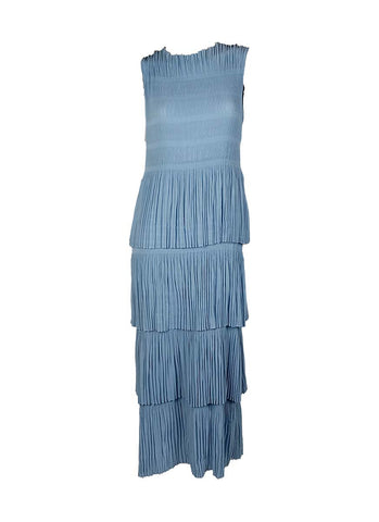 3250018 Round Neck Sleeveless Ruffles Pleated Dress *Last Piece