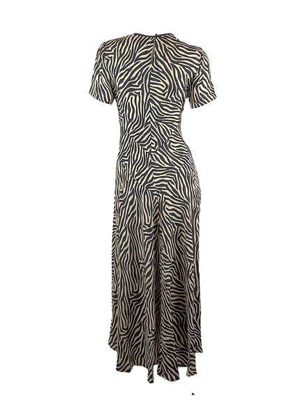 3250065 Zebra Printed Long Silk Dress