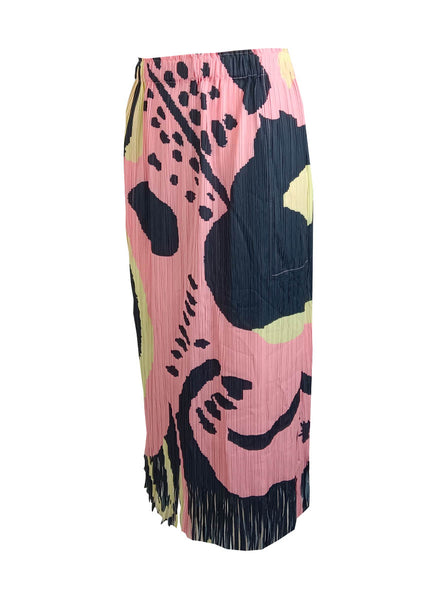 4230045 Printed Tassel Pleats Skirt*Pink