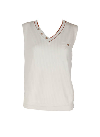 4240004 Striped Knitted Vest *White