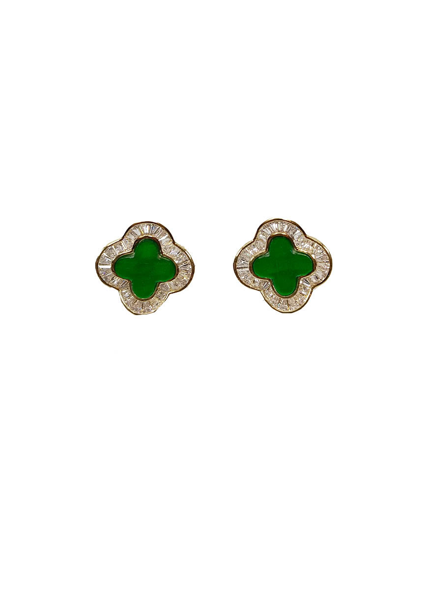 4240010 Flower Shaped Earrings *Green