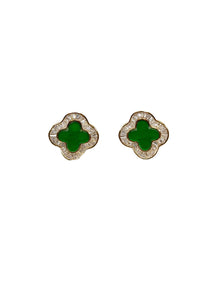 4240010 Four Leave Clover Earrings *Green