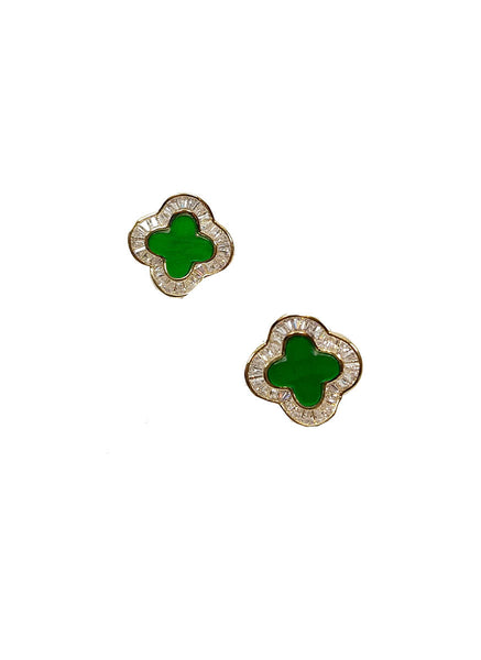 4240010 Four Leave Clover Earrings *Green