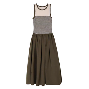 4240019 Knitted Round Neck Dress *Army Green