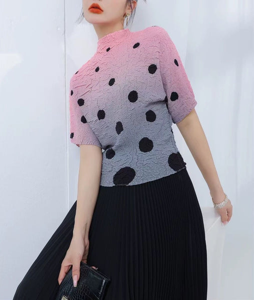 4240032 Polka Dot Pleated Top *Pink