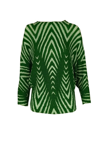 4240042 Line Printed Pleated Top *Green