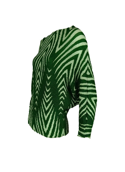 4240042 Line Printed Pleated Top *Green