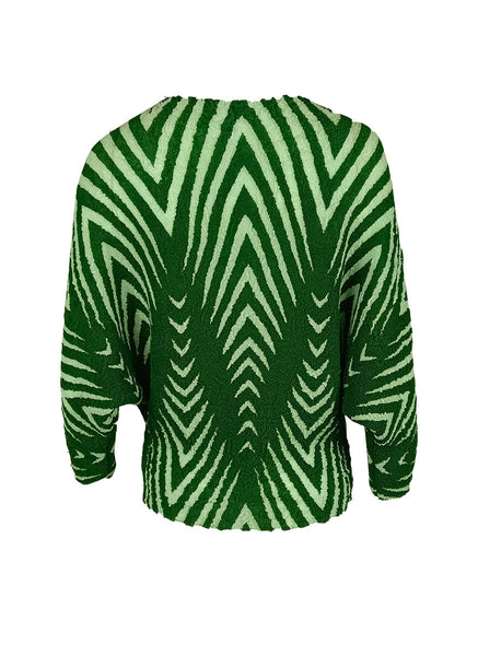 4240042 Line Printed Pleated Top *Green