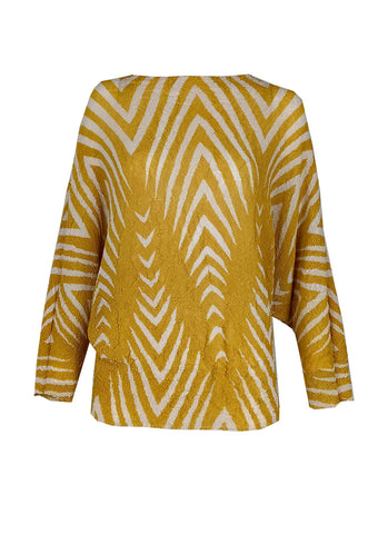 4240042 Line Printed Pleated Top *Yellow