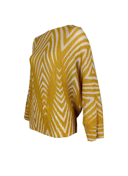 4240042 Line Printed Pleated Top *Yellow