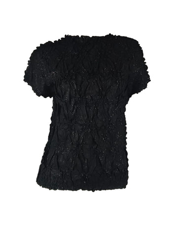4250007 Diamond Wrinkle Short Sleeved Pleats Top *Black