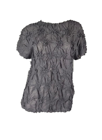 4250007 Diamond Wrinkle Short Sleeved Pleats Top *Grey