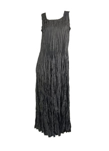 4250011 Square Neck Sleeveless Pleated Dress *Black