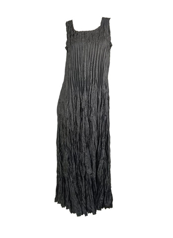 4250011 Square Neck Sleeveless Pleated Dress *Black