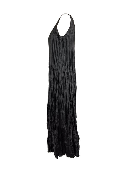 4250011 Square Neck Sleeveless Pleated Dress *Black