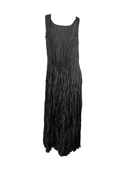 4250011 Square Neck Sleeveless Pleated Dress *Black