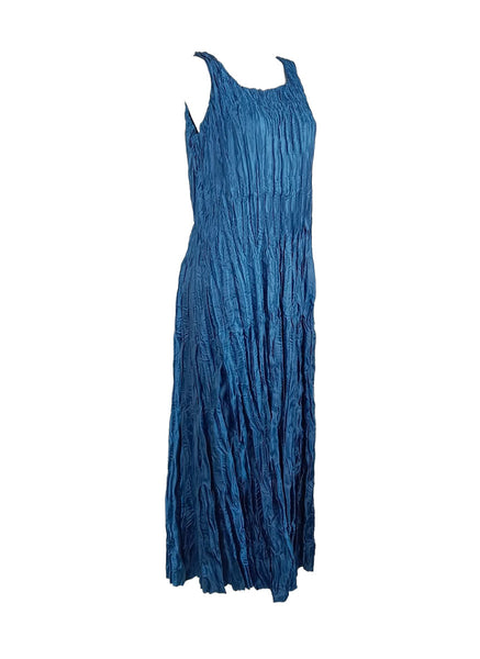 4250011 Square Neck Sleeveless Pleated Dress *Preorder