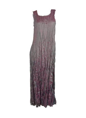 4250011 Square Neck Sleeveless Pleated Dress *Grey & Green