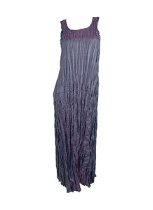 4250011 Square Neck Sleeveless Pleated Dress *Purple