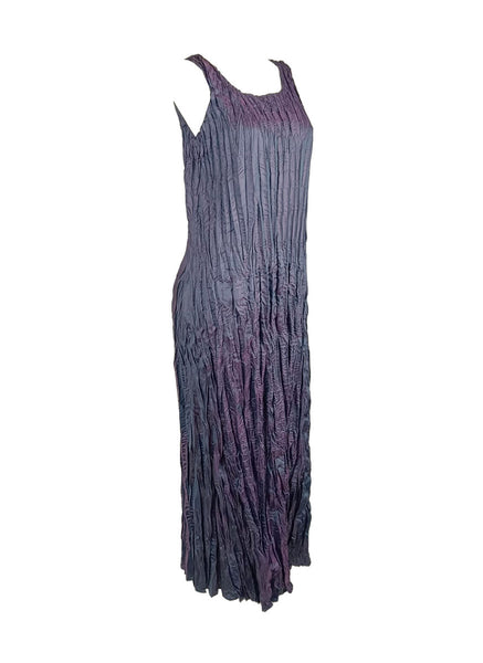 4250011 Square Neck Sleeveless Pleated Dress *Purple