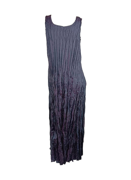 4250011 Square Neck Sleeveless Pleated Dress *Purple