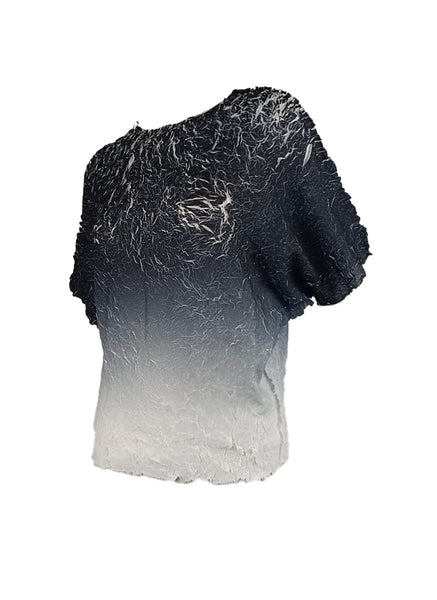 4250014 Gradient Color Pleated Top *Black