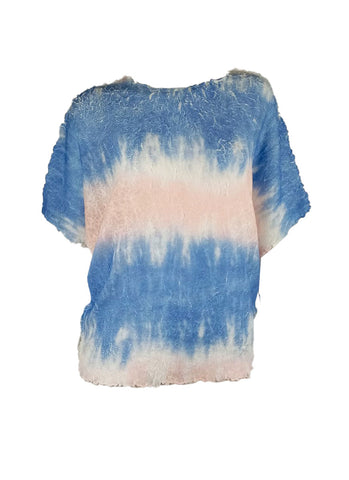 4250015 Gradient Printed Pleats Top *Blue