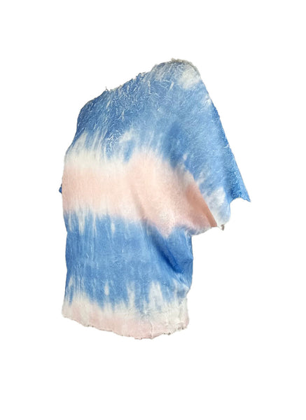 4250015 Gradient Printed Pleats Top *Blue