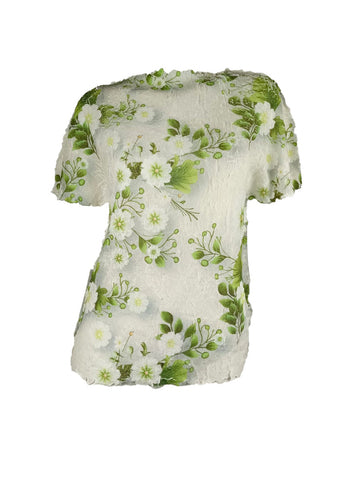 4250016 *Floral Printed Pleats Top *Green