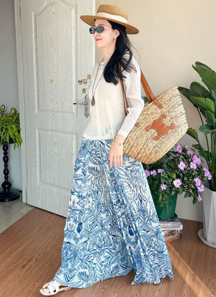 4250022 Ink Embroidered Wide Leg Pleated Pants *Last Piece
