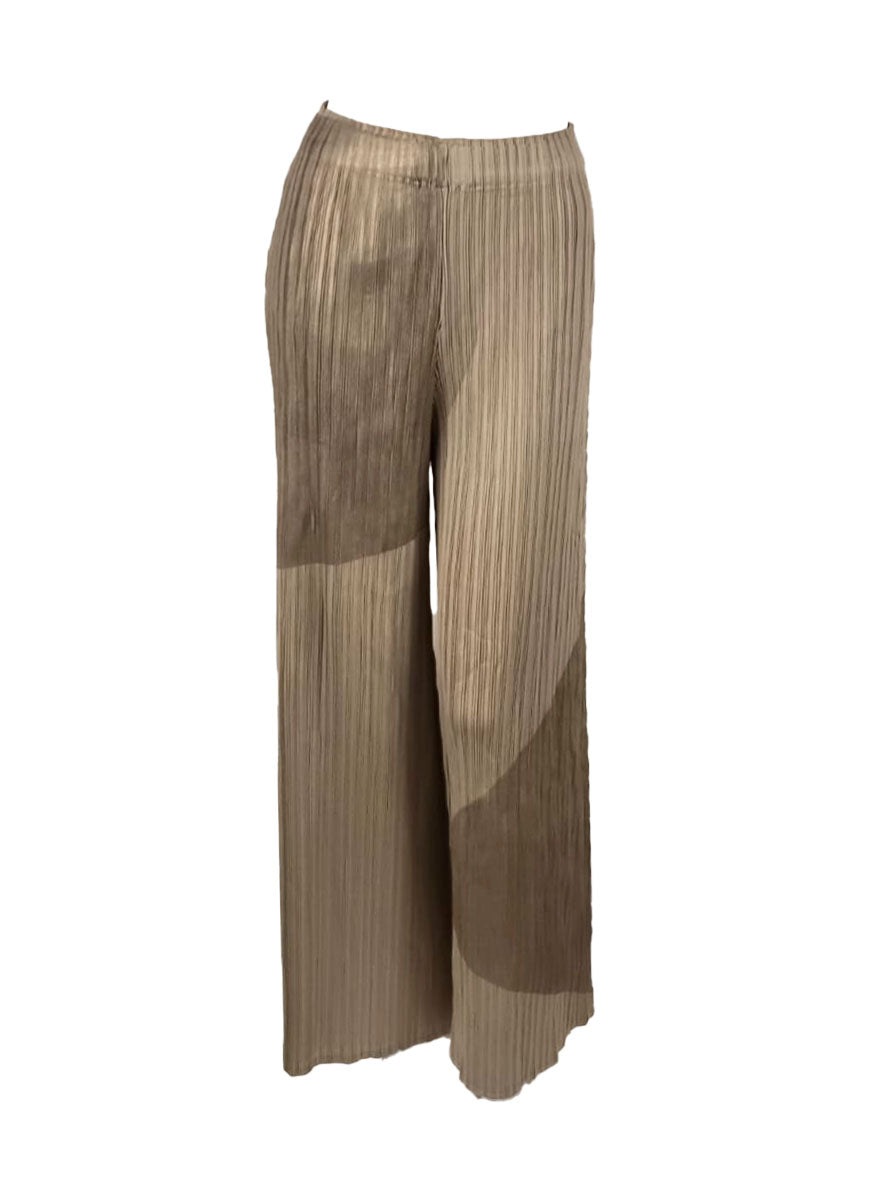 4250023 Wide Leg Pleated Pants *Brown