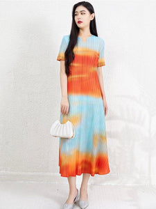 N240003 Tie Dye Pleated Dress *Preorder