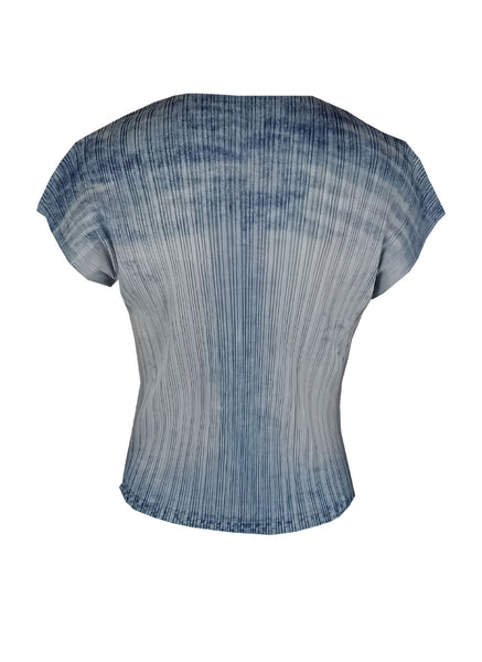 5240001 Denim Pleated Top