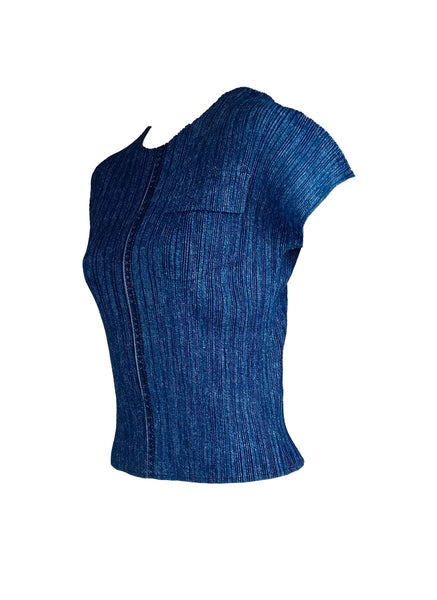 5240001 Denim Pleated Top *Last Piece