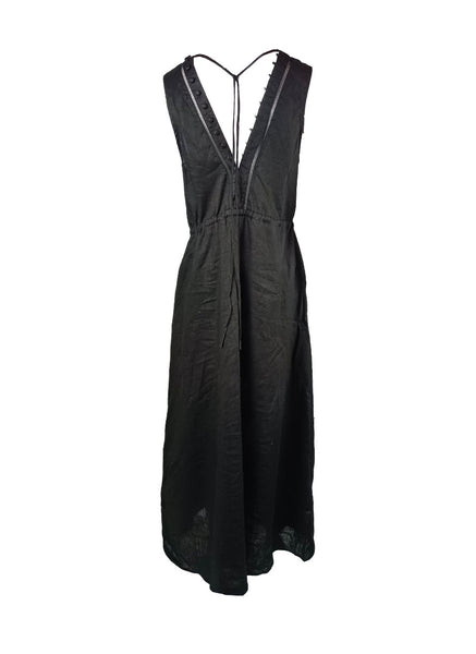 5240020 Sleeveless Linen Maxi Dress *Black *Backorder